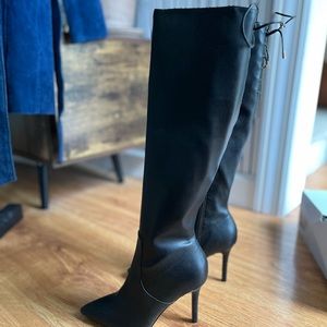 Knee-high laced boots